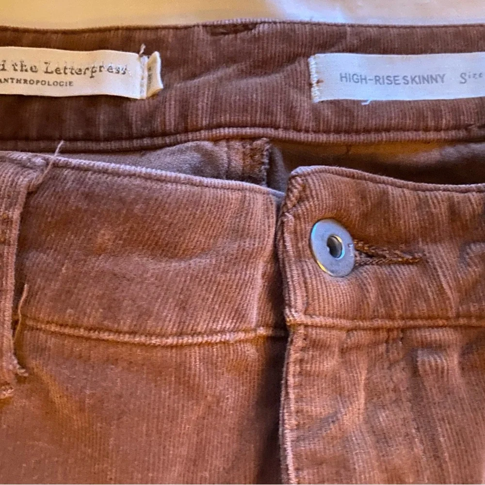 Anthropologie Pilcro and the Letterpress women’s caramel Skinny corduroy pants - Picture 2 of 11